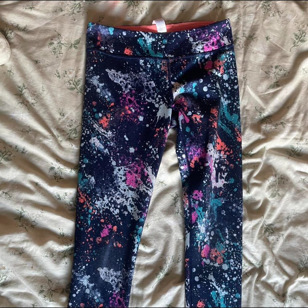 Tween/kids girl’s multi colored paint splatter ivivva leggings